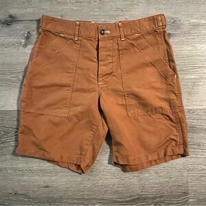 J. Crew 7” Linen-Cotton Blend Camp Shorts Men’s Size 29 Orange Brown Button Fly